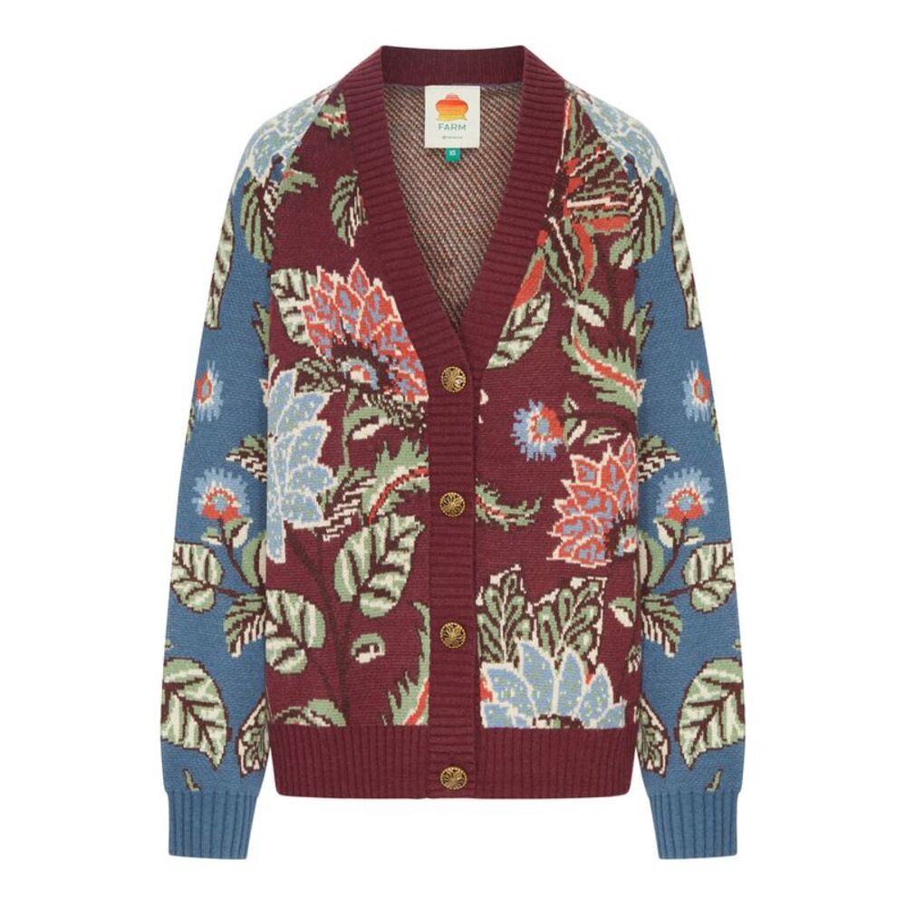 Farm Rio Women Oversized Floral-Pattern Cardigan